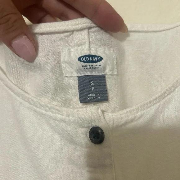 Old Navy White Linen Blend Button Front Sleeveless Midi Dress with Pockets - Picture 2 of 8